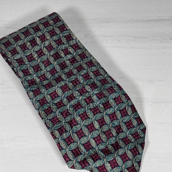Stylish Green and Red Geometric Tie C.Dior - Picture 1 of 2